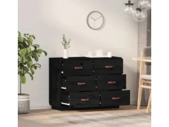 vidaXL Sideboard Schwarz 100x40x75 cm Massivholz Kiefer 820146