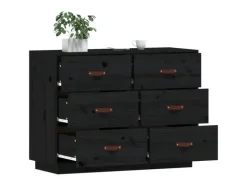 vidaXL Sideboard Schwarz 100x40x75 cm Massivholz Kiefer 820146
