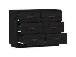 vidaXL Sideboard Schwarz 100x40x75 cm Massivholz Kiefer 820146