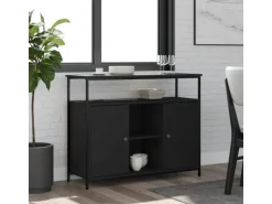 vidaXL Sideboard Schwarz 100x35x80 cm Holzwerkstoff 835499