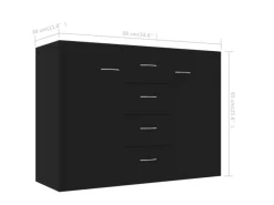 vidaXL Sideboard Schwarz 88x30x65 cm Holzwerkstoff 800685