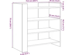 vidaXL Sideboard Schwarz 73,5x35x75 cm Holzwerkstoff 848389