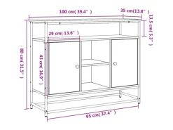 vidaXL Sideboard Schwarz 100x35x80 cm Holzwerkstoff 835539