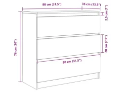 vidaXL Sideboard Schwarz Eichen-Optik 80x35x76 cm Holzwerkstoff 861734