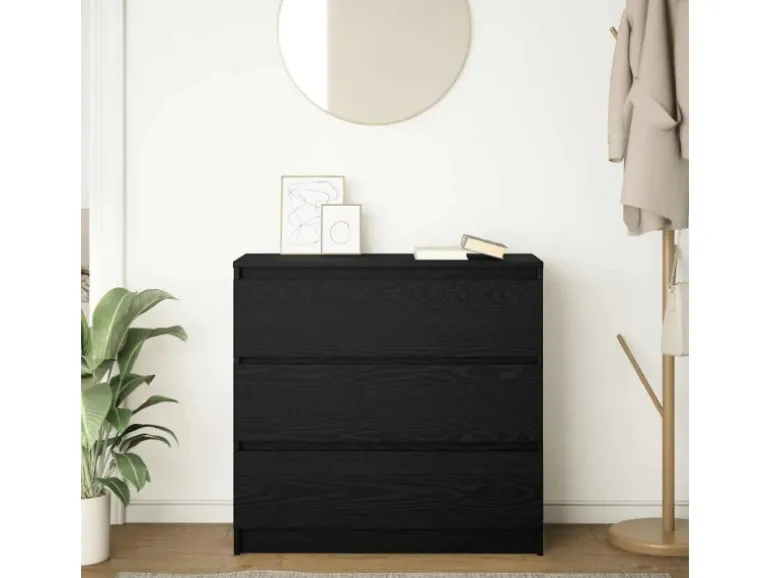 vidaXL Sideboard Schwarz Eichen-Optik 80x35x76 cm Holzwerkstoff 861734