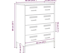 vidaXL Sideboard Senfgelb 68x39x89 cm Stahl 842985