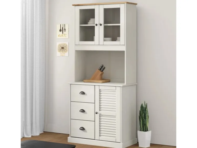 vidaXL Sideboard-Aufsatz VIGO Weiß 78x30x100 cm Massivholz Kiefer 353206