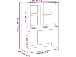 vidaXL Sideboard-Aufsatz VIGO Weiß 78x30x100 cm Massivholz Kiefer 353206