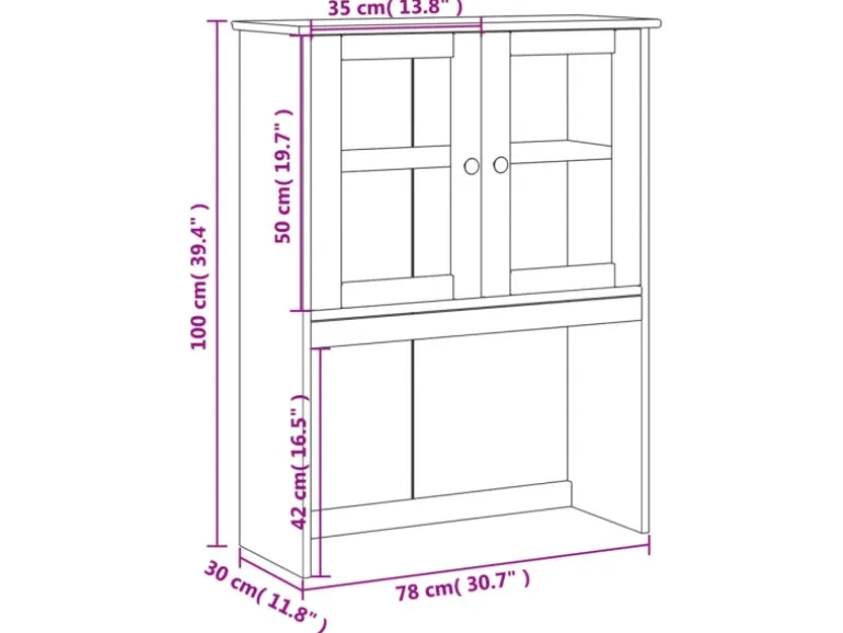 vidaXL Sideboard-Aufsatz VIGO Weiß 78x30x100 cm Massivholz Kiefer 353206