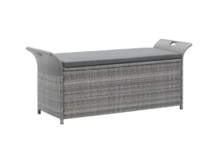 vidaXL Sitzbank mit Stauraum und Kissen Grau 138 cm Poly Rattan 45809
