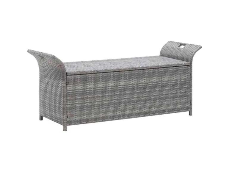 vidaXL Sitzbank mit Stauraum und Kissen Grau 138 cm Poly Rattan 45809
