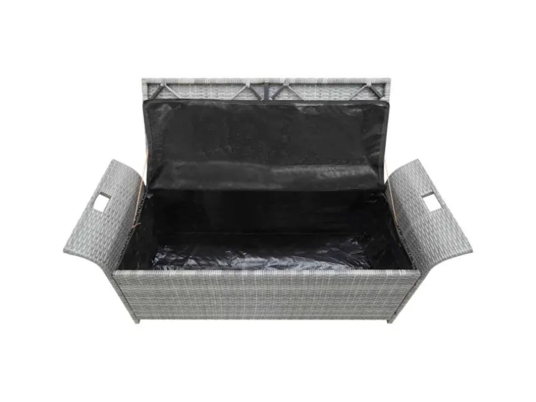 vidaXL Sitzbank mit Stauraum und Kissen Grau 138 cm Poly Rattan 45809
