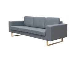 vidaXL 3-Sitzer Sofa Stoff Hellgrau