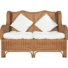 vidaXL 2-Sitzer-Sofa Hellbraun Natur Rattan und Leinen