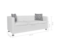 vidaXL 3-Sitzer-Sofa Kunstleder Weiß