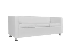 vidaXL 3-Sitzer-Sofa Kunstleder Weiß