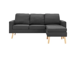 vidaXL 3-Sitzer-Sofa mit Hocker Dunkelgrau Stoff