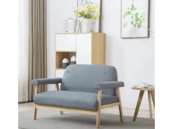 vidaXL 2-Sitzer-Sofa Stoff Hellgrau