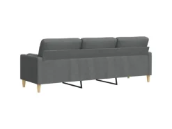 vidaXL Sofa 3-Sitzer mit Zierkissen Dunkelgrau 210 cm Stoff 2158386