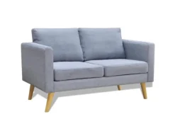 vidaXL Sofa 2-Sitzer Stoff Hellgrau