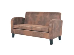 vidaXL Sofa-Set 2-Tlg Kunstleder in Wildleder-Optik Braun