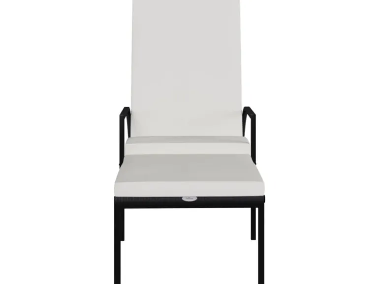 vidaXL Sonnenliege mit Fußhocker PE-Rattan Schwarz 317629