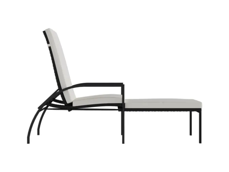 vidaXL Sonnenliege mit Fußhocker PE-Rattan Schwarz 317629