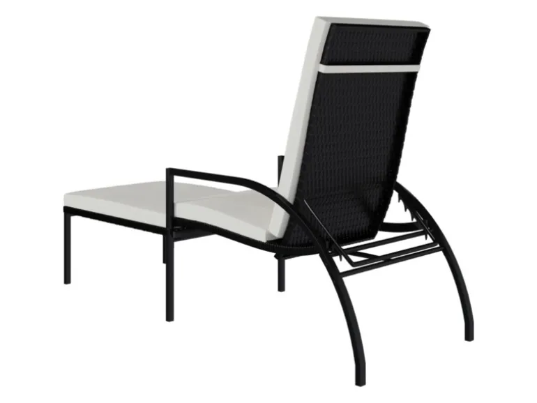 vidaXL Sonnenliege mit Fußhocker PE-Rattan Schwarz 317629