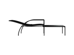 vidaXL Sonnenliege mit Fußhocker PE-Rattan Schwarz 317629