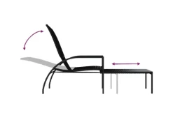 vidaXL Sonnenliege mit Fußhocker PE-Rattan Schwarz 317629