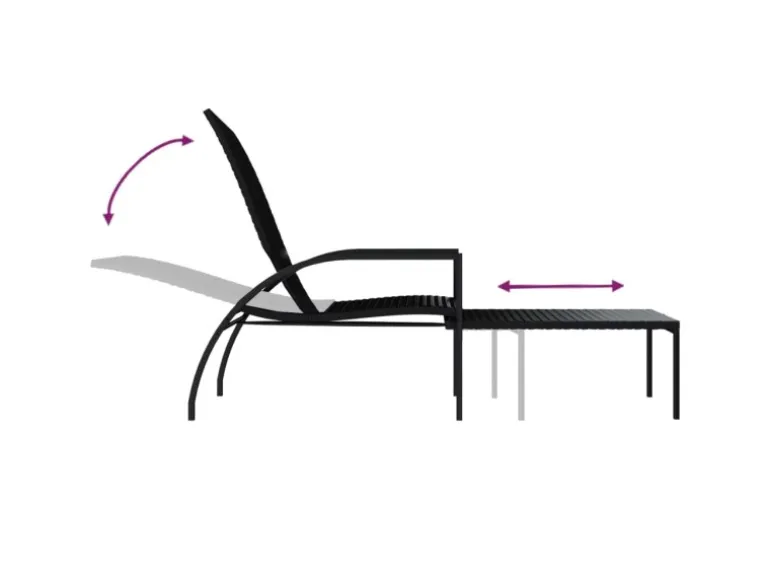 vidaXL Sonnenliege mit Fußhocker PE-Rattan Schwarz 317629