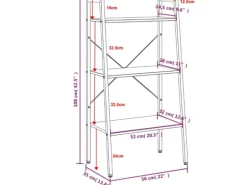 vidaXL Standregal mit 3 Böden Schwarz 56x35x108 cm