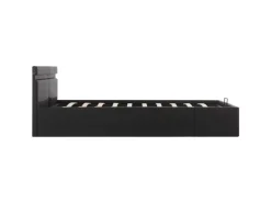 vidaXL Stauraumbett Hydraulisch mit LED Schwarz Kunstleder 160x200 cm619306