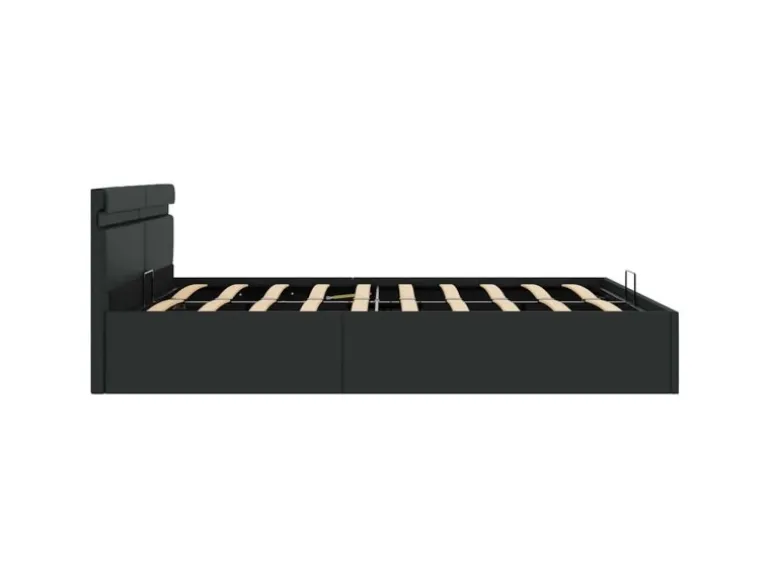 vidaXL Stauraumbett Hydraulisch mit LED Schwarz Kunstleder 180x200 cm 285545