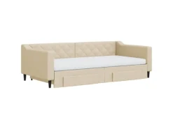vidaXL Tagesbett Ausziehbar mit Schubladen Creme 100x200 cm Stoff1884542