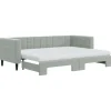 vidaXL Tagesbett Ausziehbar mit Matratzen Hellgrau 80x200 cm Samt1847498