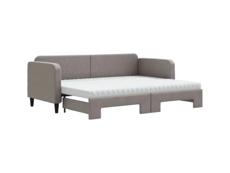 vidaXL Tagesbett Ausziehbar mit Matratzen Taupe 80x200 cm Stoff1897449