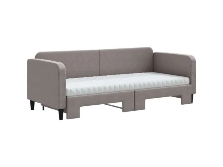 vidaXL Tagesbett Ausziehbar mit Matratzen Taupe 80x200 cm Stoff1897449