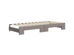 vidaXL Tagesbett Ausziehbar mit Matratzen Taupe 80x200 cm Stoff1897449