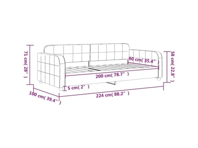 vidaXL Tagesbett Schwarz 90x200 cm Samt1846413
