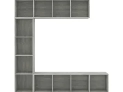vidaXL 3-tlg. Bücher-/TV-Schrank Set Betongrau 180x30x180 cm