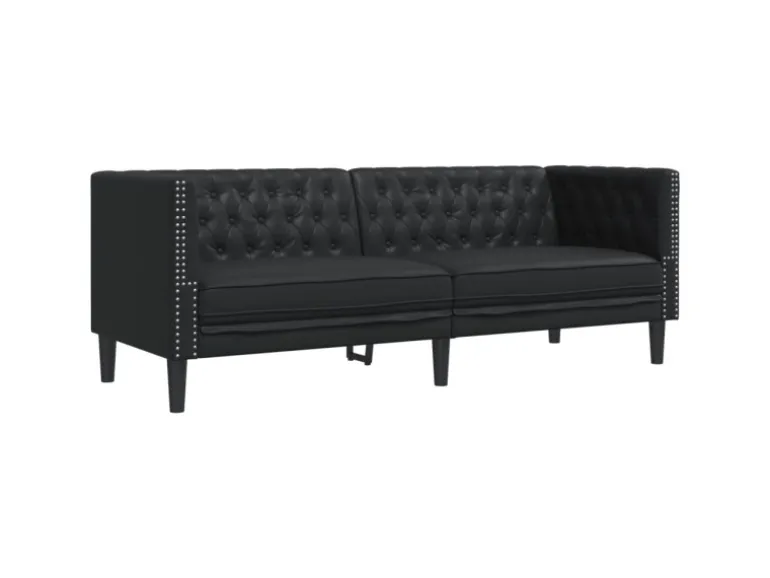 vidaXL 3-Tlg Chesterfield-Sofa-Set Schwarz Kunstleder 3209267