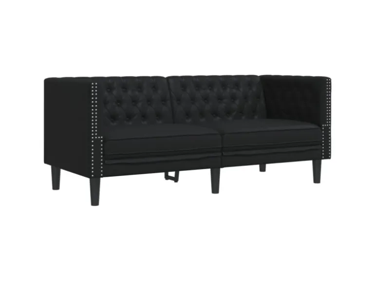vidaXL 3-Tlg Chesterfield-Sofa-Set Schwarz Kunstleder 3209267