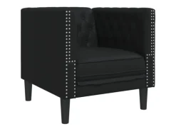 vidaXL 3-Tlg Chesterfield-Sofa-Set Schwarz Kunstleder 3209267