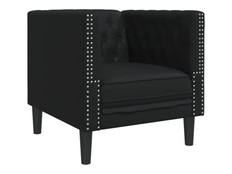 vidaXL 3-Tlg Chesterfield-Sofa-Set Schwarz Kunstleder 3209267