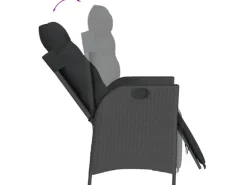 vidaXL 9-tlg Garten-Essgruppe mit Kissen Schwarz Poly Rattan Modell 98