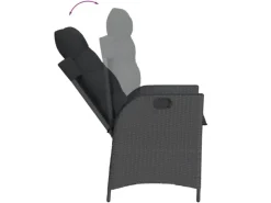 vidaXL 9-tlg Garten-Essgruppe mit Kissen Schwarz Poly Rattan Modell 98