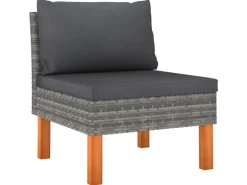 vidaXL 4-tlg Garten-Lounge-Set mit Kissen Poly Rattan Grau Modell 1