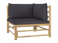 vidaXL 2-tlg Garten-Lounge-Set mit Dunkelgrauen Kissen Bambus Modell 1