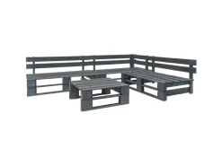 vidaXL 4-tlg Garten-Sofagarnitur aus Paletten Holz Grau Modell 1